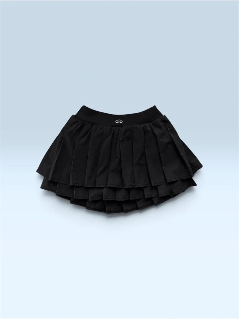 ALO Yoga Black Tiered Pleat Mini Skirt